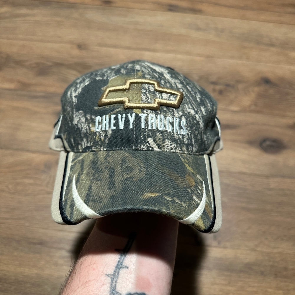 Vintage Checkered Flag Sports Chevy Trucks Camo Hat Mens OSFA